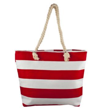 Lux Accessories Red and White Large Stripe Nautical Patriotic Beach Bag Tote