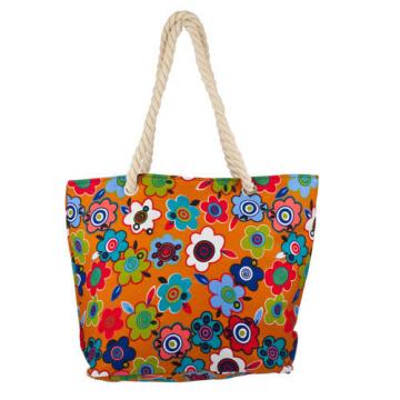 Lux Accessories Womens Extra Large Zip Up Beach Tote Bag Flower Pattern