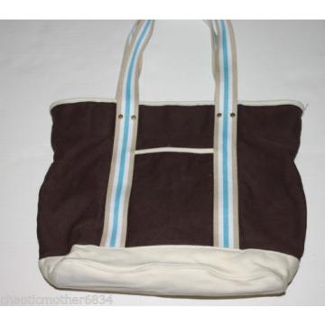 Brown Fabric CANVAS BEACH BAG Shoulder Pouch Satchel Shopping Multi Compartment