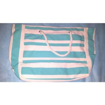 DSW STRIPED BLUE SUMMERTIME CANVAS BEACH SHOPPING BAG TOTE