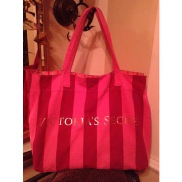 Victoria&#039;s Secret Pink Stripe Canvas Tote Beach Travel Bag  Size X-Large