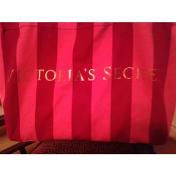 Victoria&#039;s Secret Pink Stripe Canvas Tote Beach Travel Bag  Size X-Large