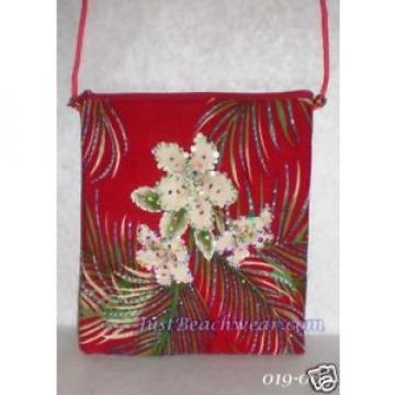 Palm Fronds Hibiscus Beaded Purse Beach Bag