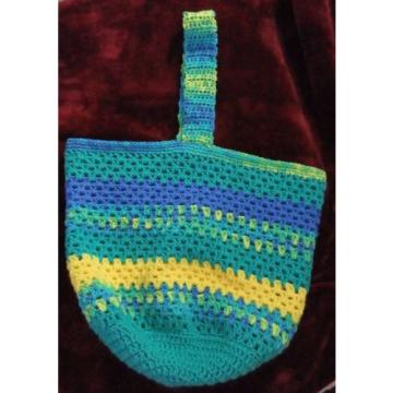 Large Crochet Market Bag/Beach Bag/Basket/Tote/Purse - New -Handmade-Blue/Yellow