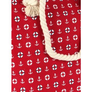 Beach Bag handbag Tote Rope anchor red canvas designer nautical trendy