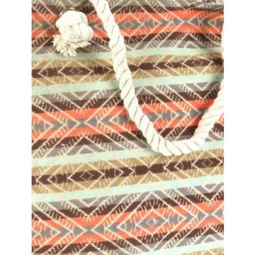 Handbag Beach Bag Tote tribal canvas designer brown orange rope straps aztec