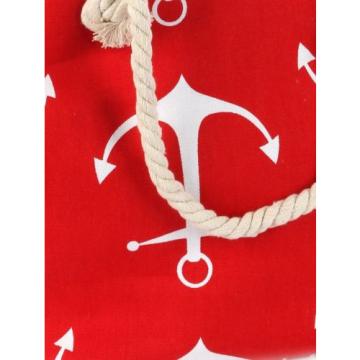 Handbag Beach Bag Tote nautical pattern red canvas designer rope straps anchor