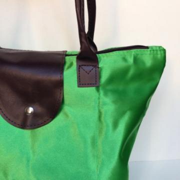 Nylon Zipper Tote Beach Travel Carry On Le Pliage Style Bag Small Green