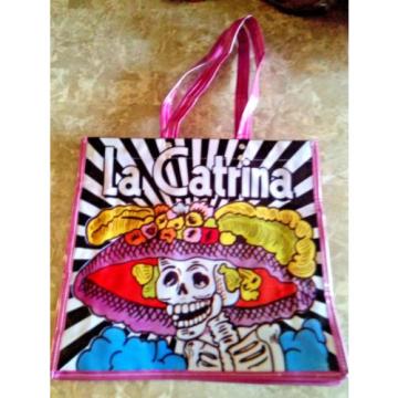 Tote Bag with &#034;La Catrina&#034; print, great for Carry on, Beach, Market, Purse Pink