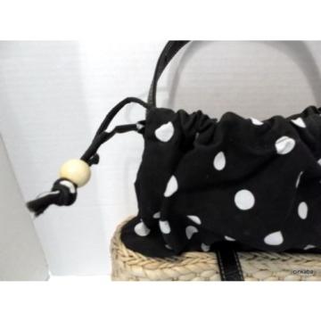 Polka Dot womens Beach Bag Purse Handbag woven straw shoulder summer shopping