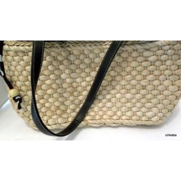 Polka Dot womens Beach Bag Purse Handbag woven straw shoulder summer shopping