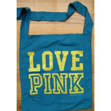 RARE VICTORIA&#039;S SECRET YELLOW &amp; BLUE LOVE PINK FABRIC BAG TOTE BEACH PURSE