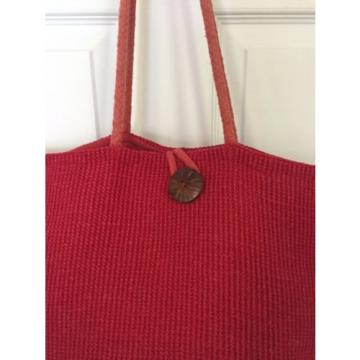 WORLD MARKET Red Jute Tote Shopper Beach Bag Extra Large 15X10X17X12