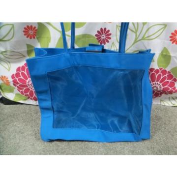 Extra Large Vibrant Blue Vinyl Tote/Beach Bag with See Through Front Panel