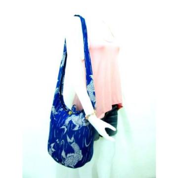 BOHO BAG SLING SHOULDER BEACH HOBO UNISEX BLUE FISH TRAVEL MESSENGER FREE THAI