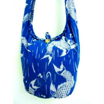 BOHO BAG SLING SHOULDER BEACH HOBO UNISEX BLUE FISH TRAVEL MESSENGER FREE THAI