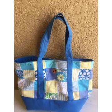 LILLY PULITZER QUILTED BLUE BEACH BAG TOTE PURSE