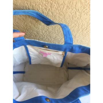 LILLY PULITZER QUILTED BLUE BEACH BAG TOTE PURSE