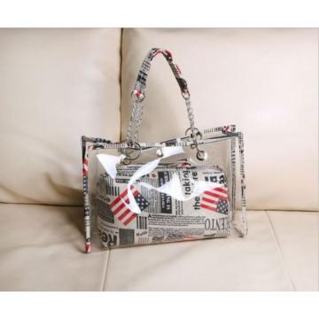 Bag in Bag Sweet Jelly Transparent Clear Flags Beach Girls Handbag Tote Shoulder