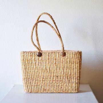 Natural Straw Woven Tote Bag Handbag Beach Bag Boho Vintage Style