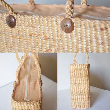 Natural Straw Woven Tote Bag Handbag Beach Bag Boho Vintage Style