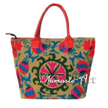 Indian Cotton Embroidery Suzani Tote Shoulder Handbag Woman Beach Boho Bag  jk13