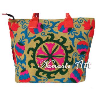 Indian Cotton Embroidery Suzani Tote Shoulder Handbag Woman Beach Boho Bag  jk13