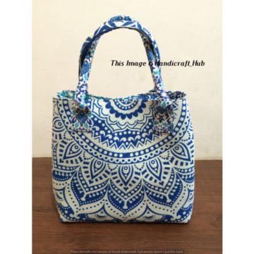 Indian Handmade Mandala Shopping Purse Cotton Beach Bag Large Tote Blue Bag