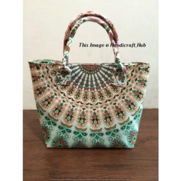 Indian Handmade Mandala Indian Ombre HPurse Cotton Beach Bag Large Tote Blue Bag