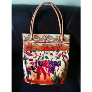 Pure~India~Genuine Goat~Leather~Shantiniketan~Ladies~Woman&#039;s~Handbag~Beach~Bag