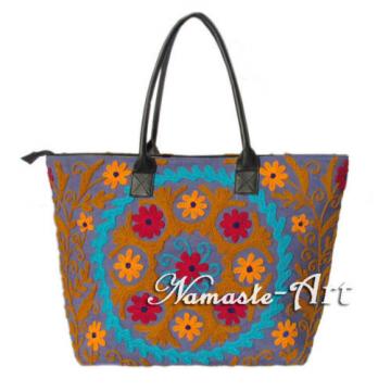 Indian Cotton Embroidery Suzani Tote Shoulder Handbag Woman Beach Boho Bag  jk10