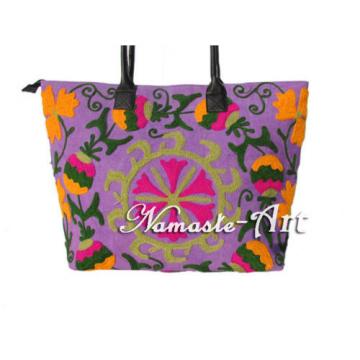 Indian Cotton Embroidery Suzani Tote Shoulder Handbag Woman Beach Boho Bag  jk11