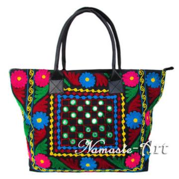 Indian Cotton Tote Suzani Art Embroidery Handbag Woman Shoulder Beach Boho Bag #