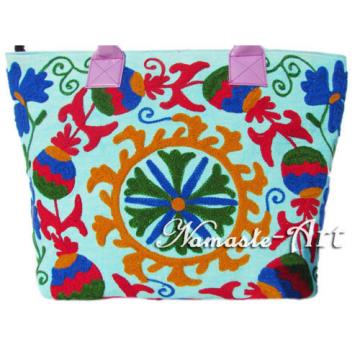 Indian Cotton Suzani Tote Shoulder Embroidery Handbag Woman Beach Boho Bag  Sj03