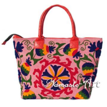 Indian Cotton Suzani Tote Shoulder Embroidery Handbag Woman Beach Boho Bag  Sj04