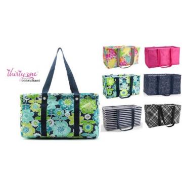 Thirty one Large Utility tote laundry beach bag navy wave &amp; more 31 gift NEW