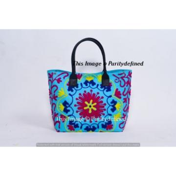 Indian Suzani Embroidery Woman Cotton Handbag Tote Shoulder Bag Boho Beach Bag