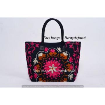 Boho Indian Suzani Floral Embroidery Handbag Tote Beach Bag Woman Shoulder Bag