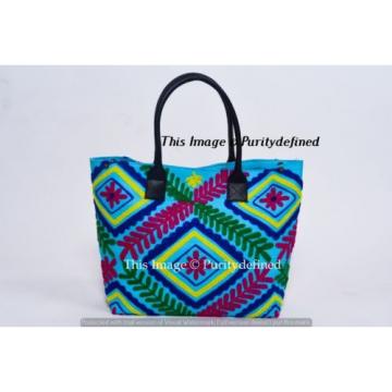 Indian Cotton Suzani Embroidery Handbag Woman Tote Shoulder Bag Boho Beach Bag