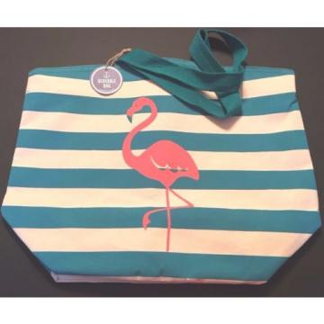 XLG Flamingo Beach Tote bag Sturdy with a Tropical Beach, Coastal Style