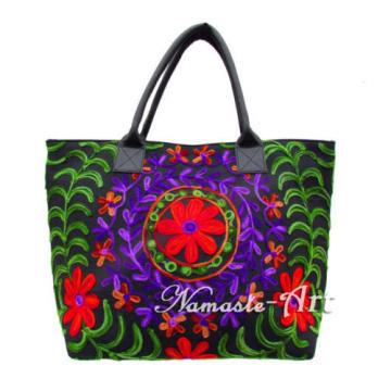 Indian Cotton Tote Shoulder Embroidery Suzani Handbag Woman Beach Boho Bag  jk22