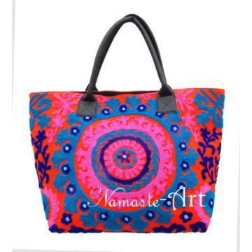 Indian Cotton Tote Shoulder Embroidery Suzani Handbag Woman Beach Boho Bag  jk38