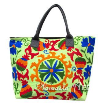 Indian Cotton Tote Shoulder Embroidery Suzani Handbag Woman Beach Boho Bag  jk40