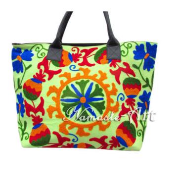 Indian Cotton Tote Shoulder Embroidery Suzani Handbag Woman Beach Boho Bag  jk40