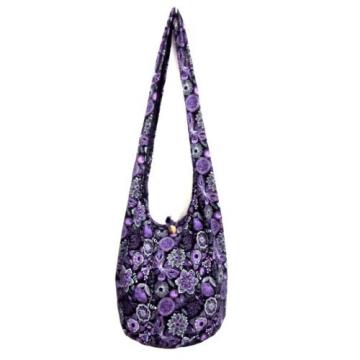 BUTTERFLY FLOWER BAG SLING YOGA HOBO BOHO BEACH THAI PURPLE TRAVEL SHOULDER GIFT