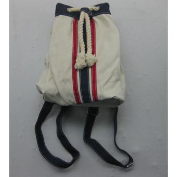 Sand n Sun Navy Blue Cream Red Cute Canvas Purse Bag Backpack Beach NWT Sling