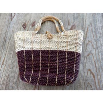 Cloth Lined Straw Purse/Beach/Craft Bag