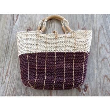 Cloth Lined Straw Purse/Beach/Craft Bag