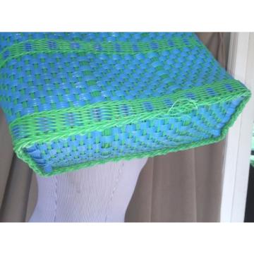 blue and green all woven plastic waterproof beach pool tote bag