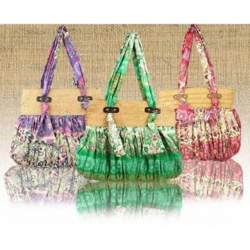 Beautiful green bohemian straw Plaited shoulder bag,handbags beach bag